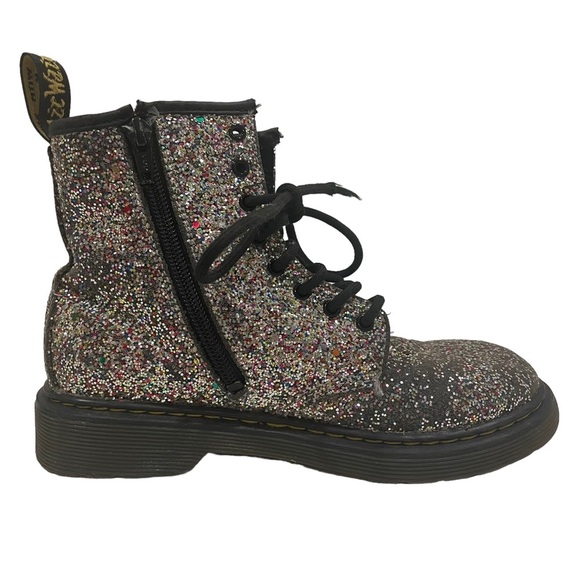 Dr Martens Junior 1460 US Sz 3 EU 34 Black Glitter Sparkly Chunky Lace Up Boot - Picture 4 of 9